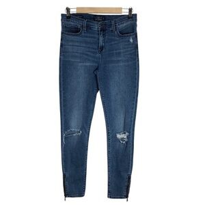 Lucky Brand‎ Brooke Mid Rise Ankle Zipper Distress Ripped Blue Legging Jean 8/29